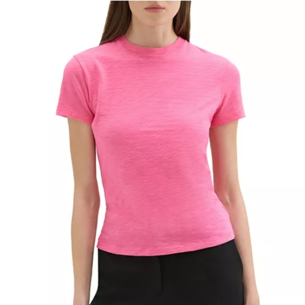 Theory Pink Apex Tiny Tee Organic Pima Cotton Fitted Crewneck T Shirt Women’s M